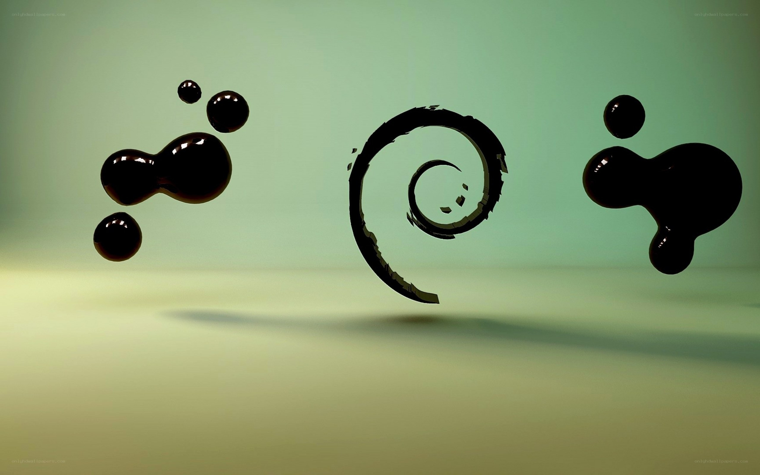 abstract black shapes on green