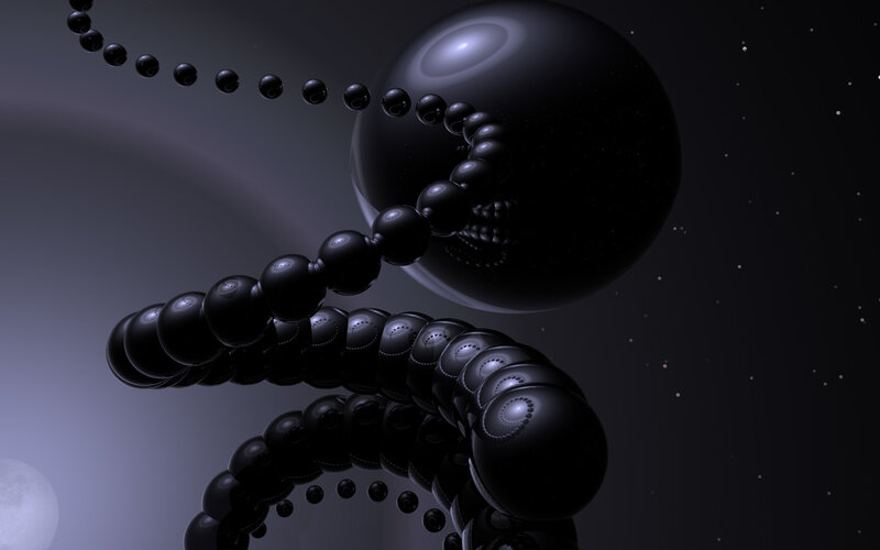 Abstract black sphere sculpture