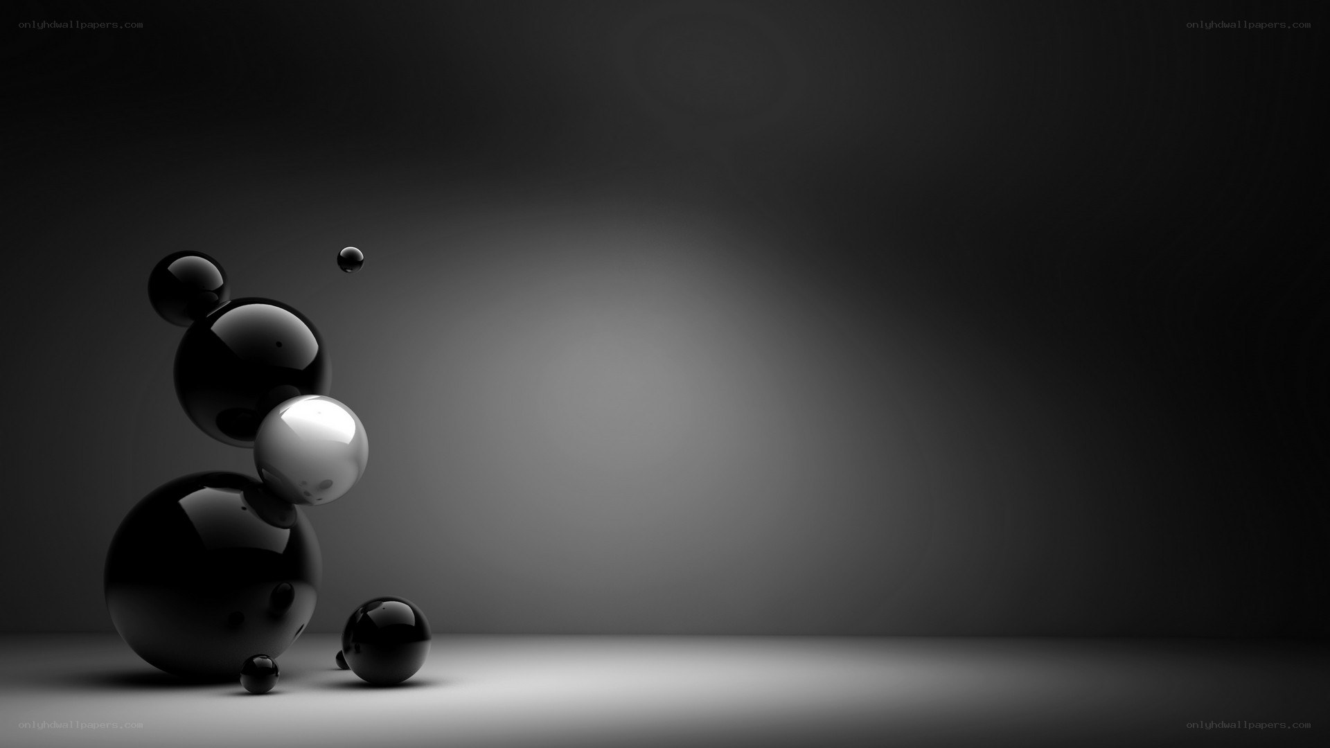 abstract black spheres on gray