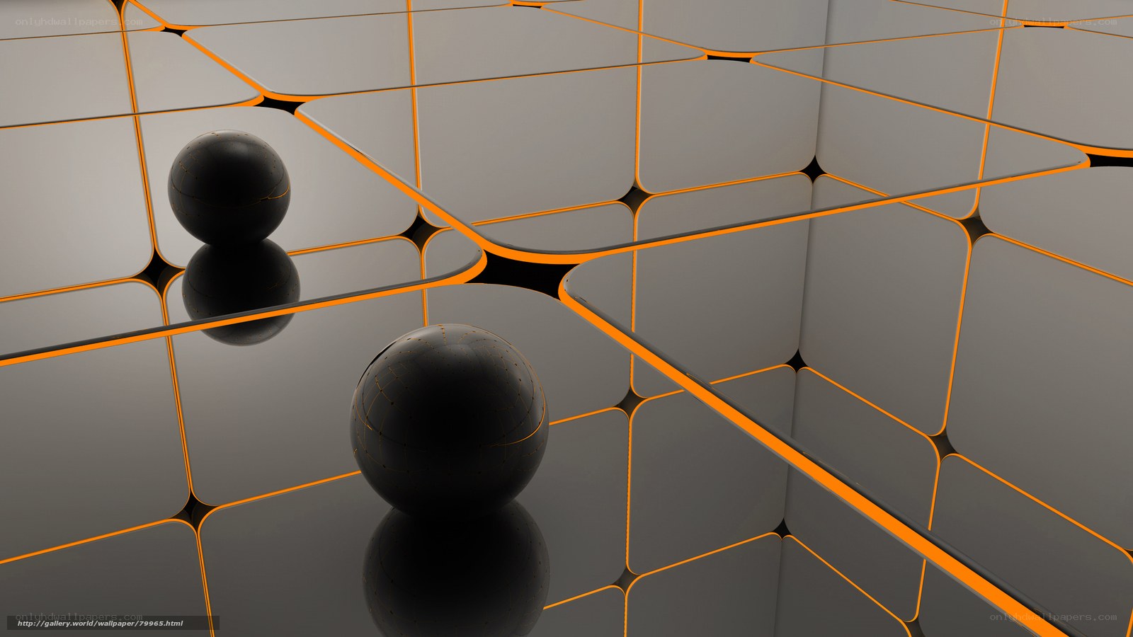 Abstract black spheres on grid