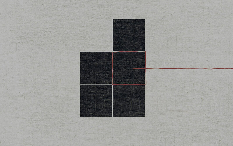abstract black squares with red line