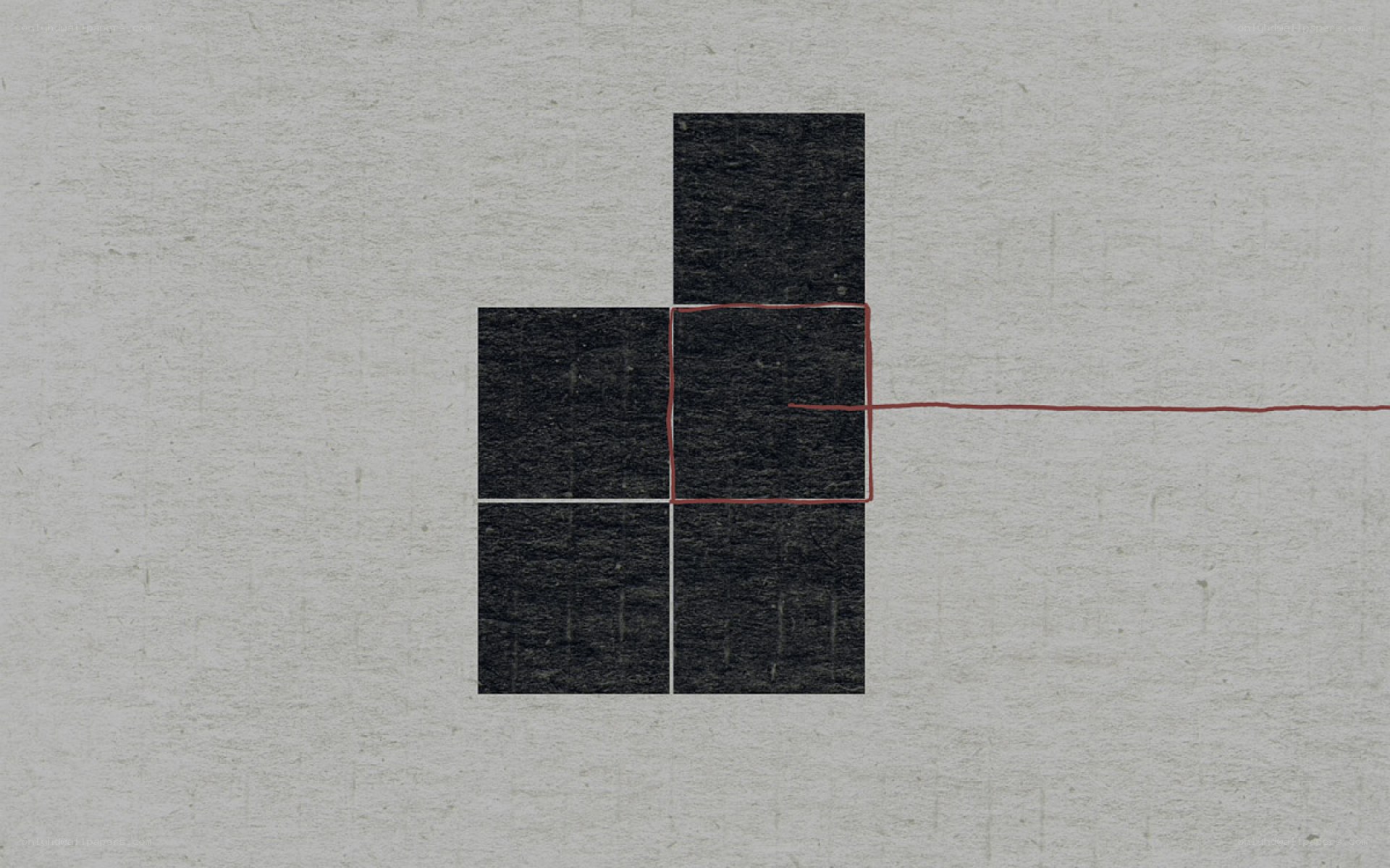 abstract black squares with red line