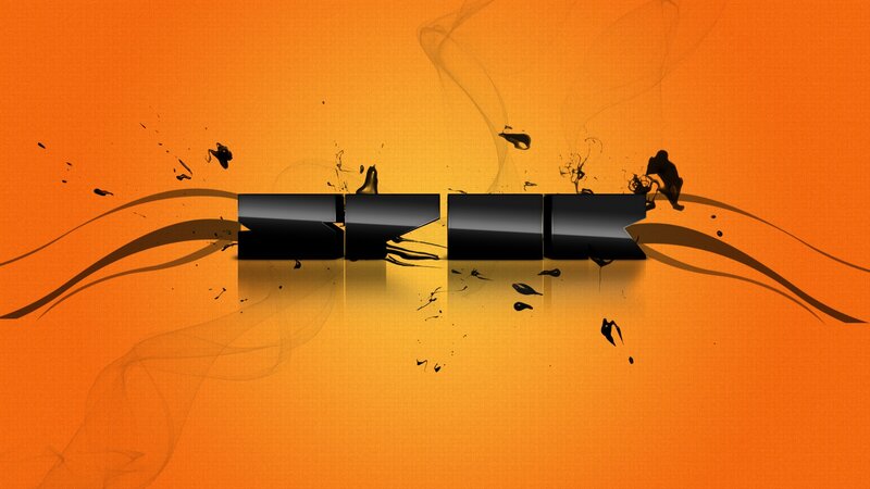 abstract black text on orange
