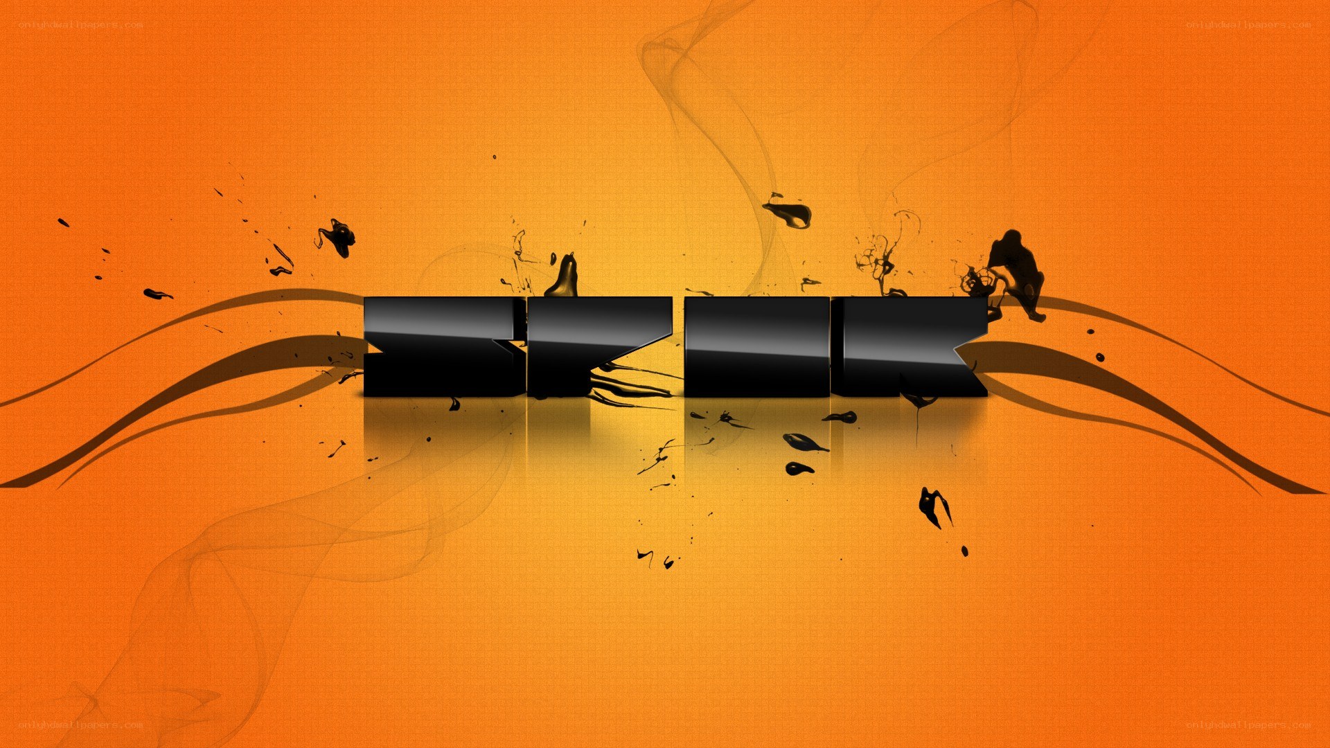 abstract black text on orange