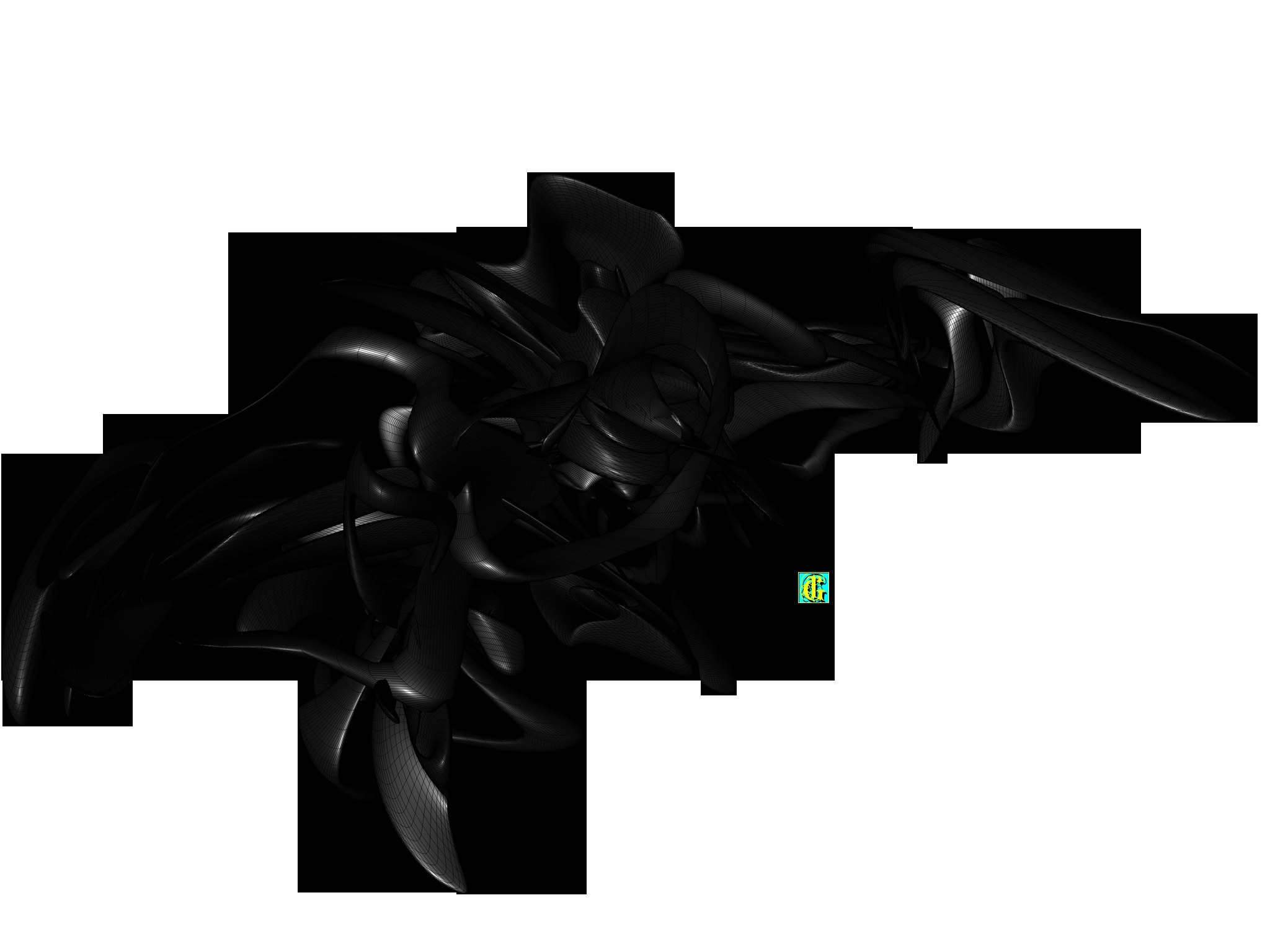 abstract black wireframe sculpture