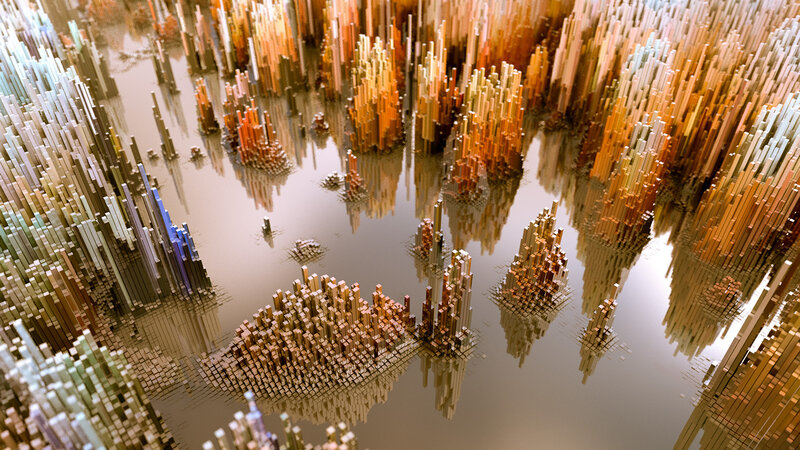 Abstract Block Cityscape — Brown