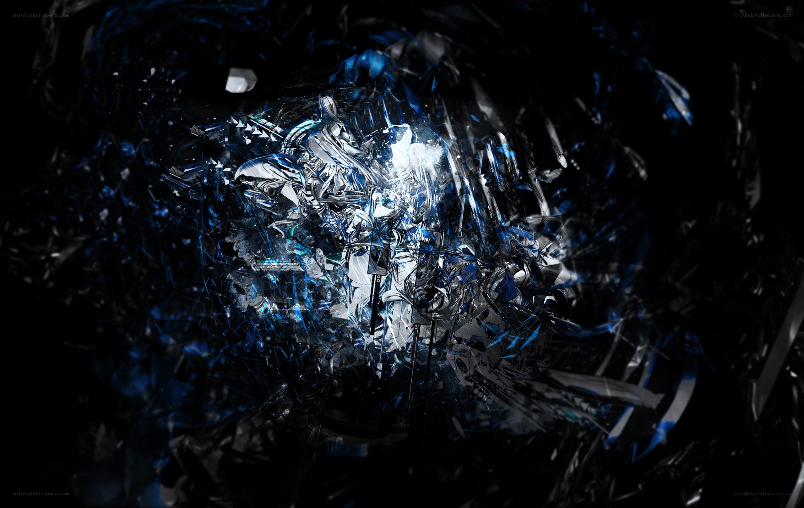 abstract blue and black explosion