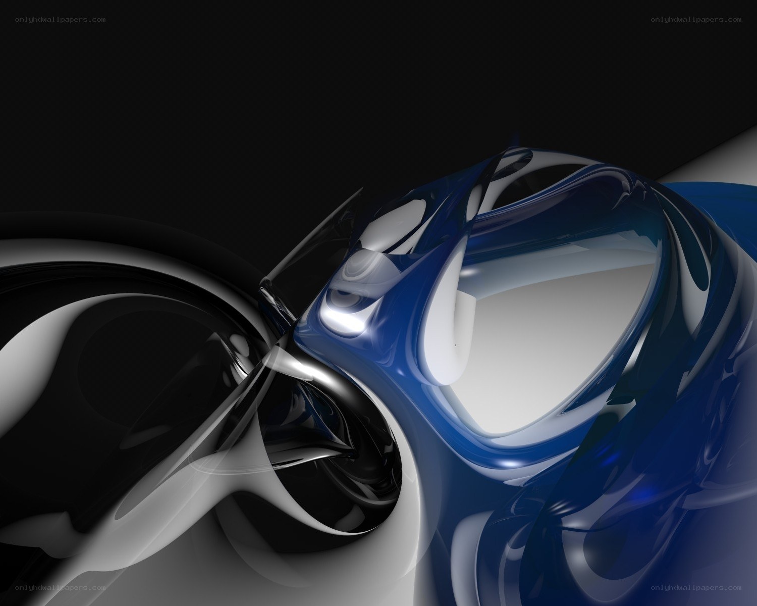 Abstract blue and black fluid shapes