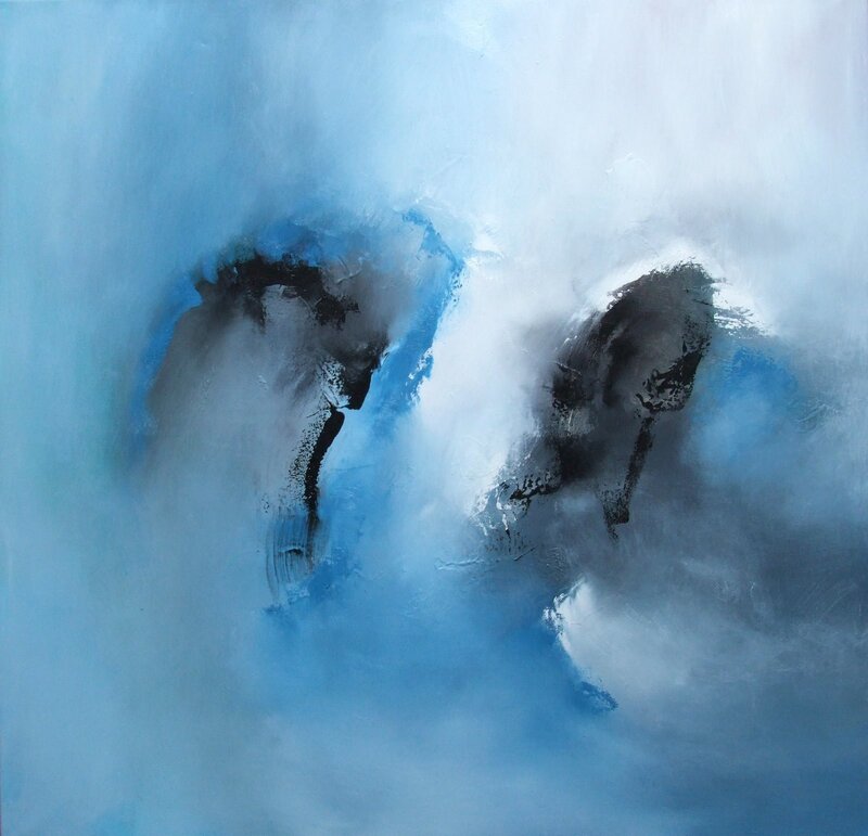 Abstract blue and black forms