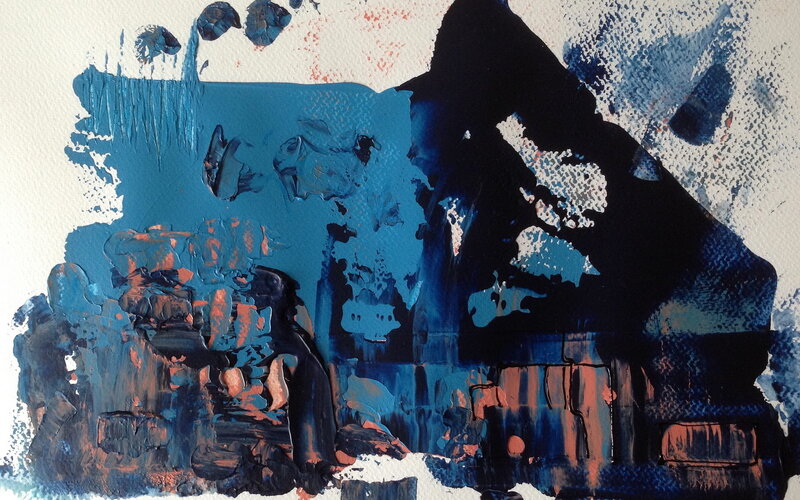 Abstract blue and black painting