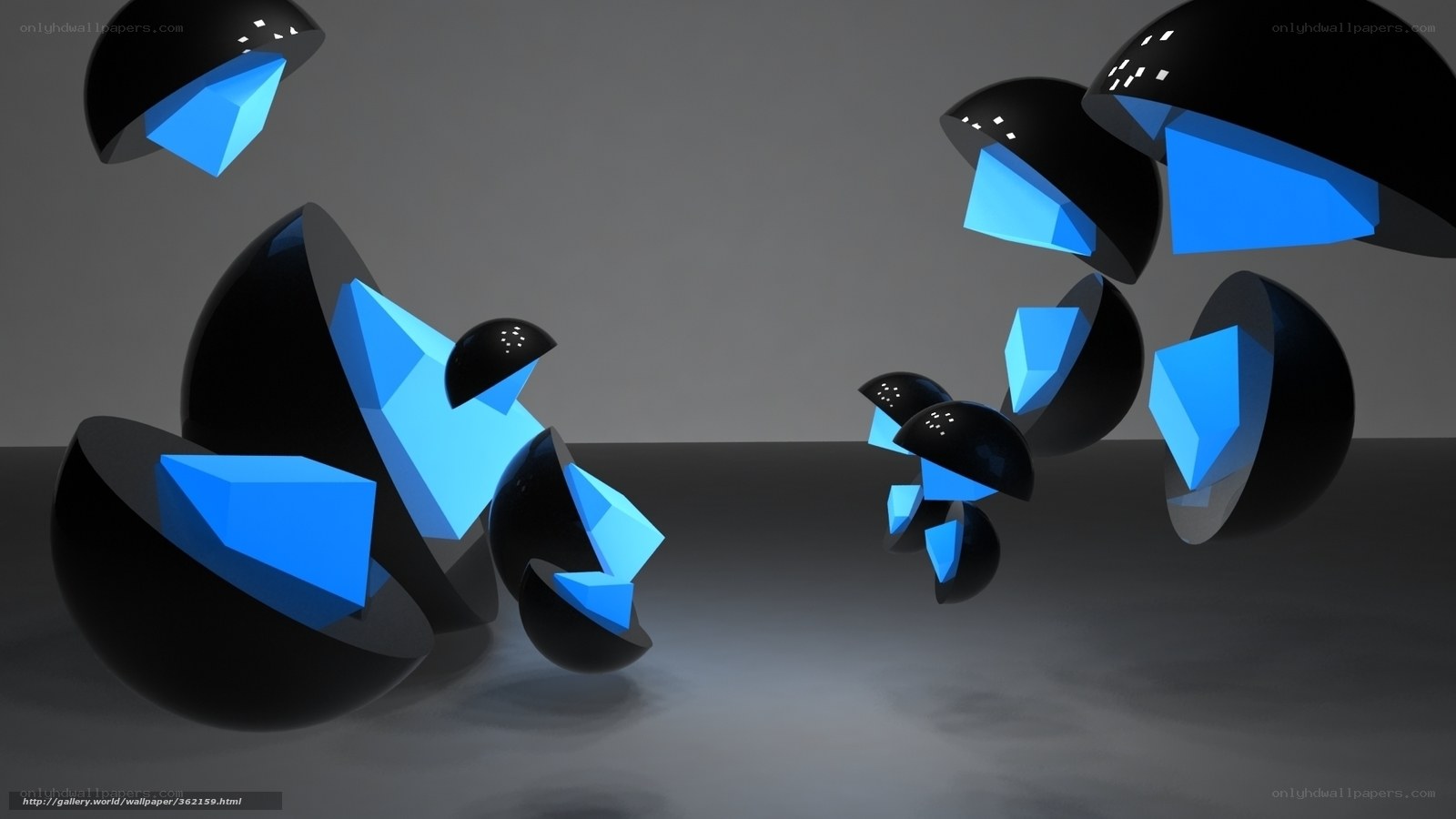 Abstract blue and black spheres