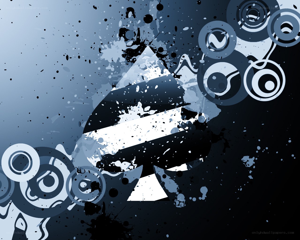 abstract blue and black splatter art