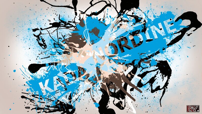 abstract blue and black splatter art