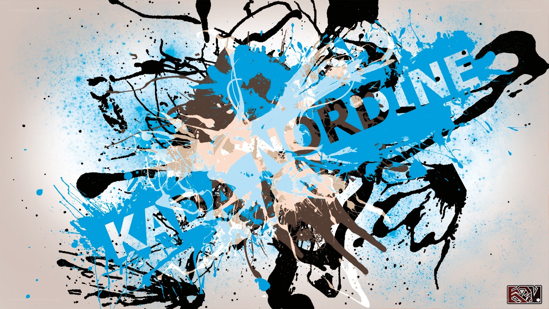 abstract blue and black splatter art