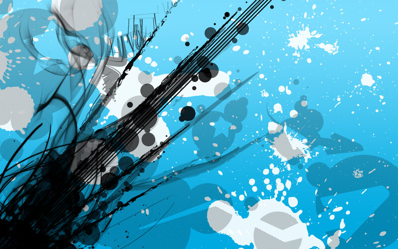 abstract blue and black splatter art