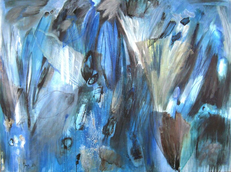 Abstract blue and brown brushstrokes