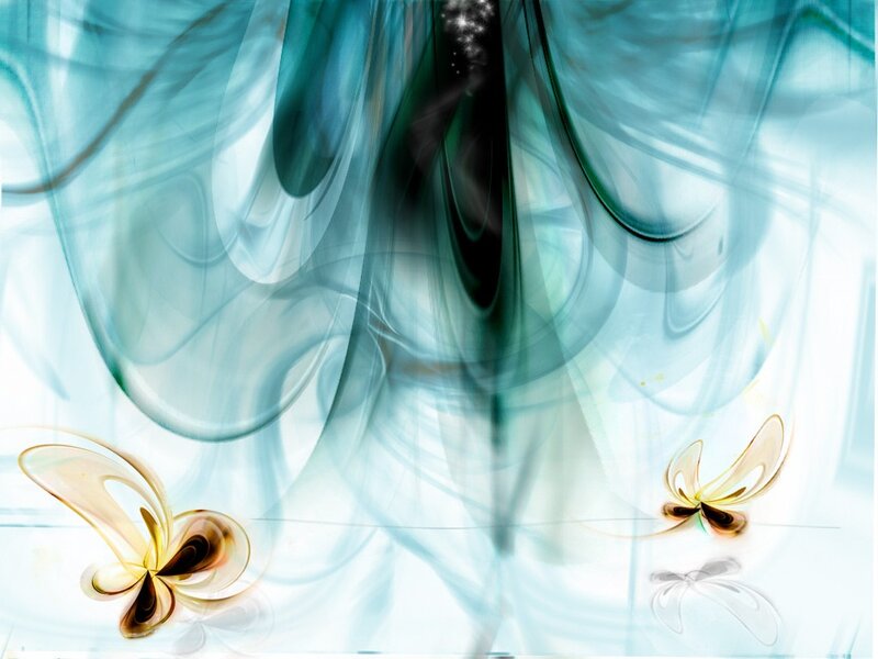 Abstract blue and gold butterfly art