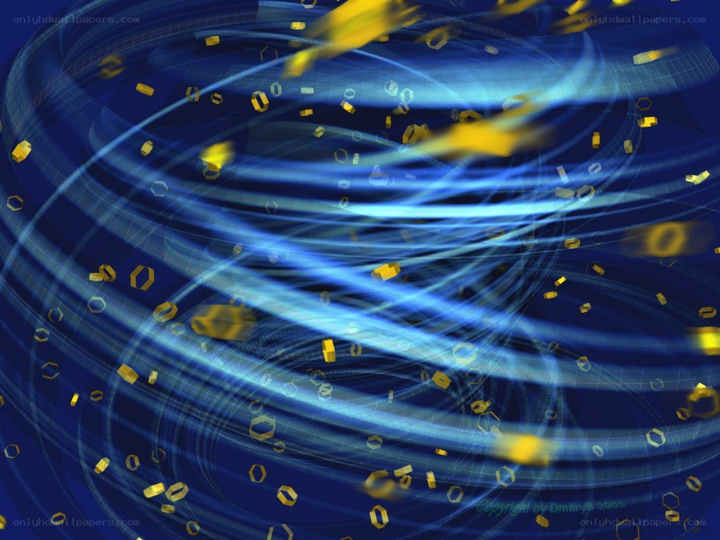 Abstract blue and gold digital art