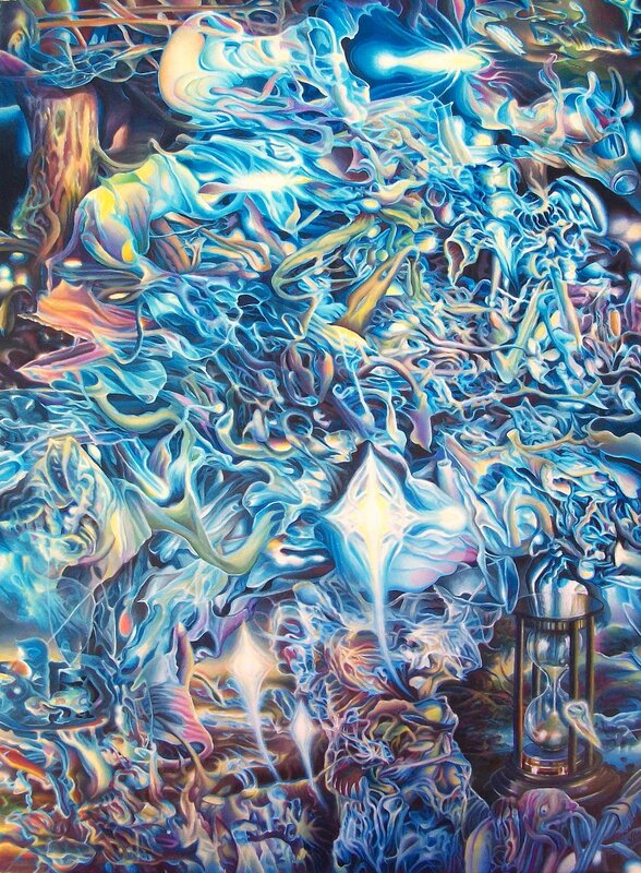 Abstract blue and gold energy swirl