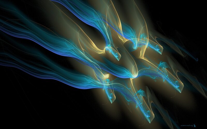 Abstract blue and gold energy waves