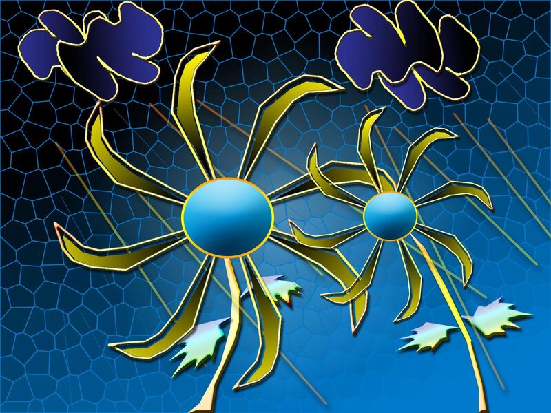 Abstract blue and gold floral design