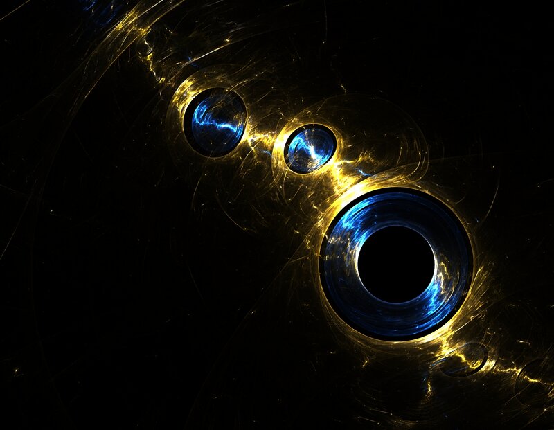 Abstract blue and gold fractal circles