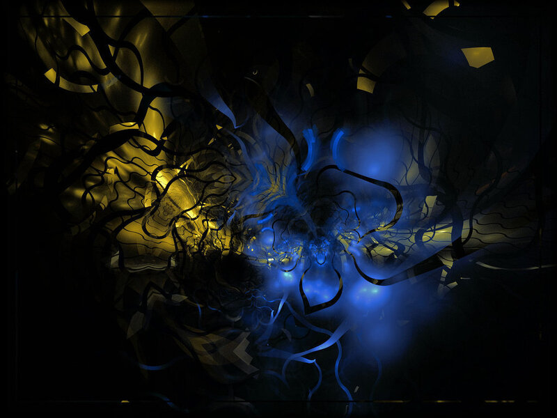 Abstract blue and gold light patterns