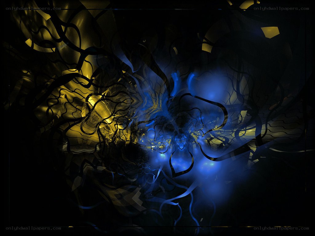 Abstract blue and gold light patterns