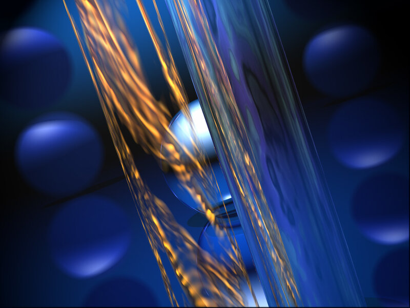 Abstract blue and gold light streaks