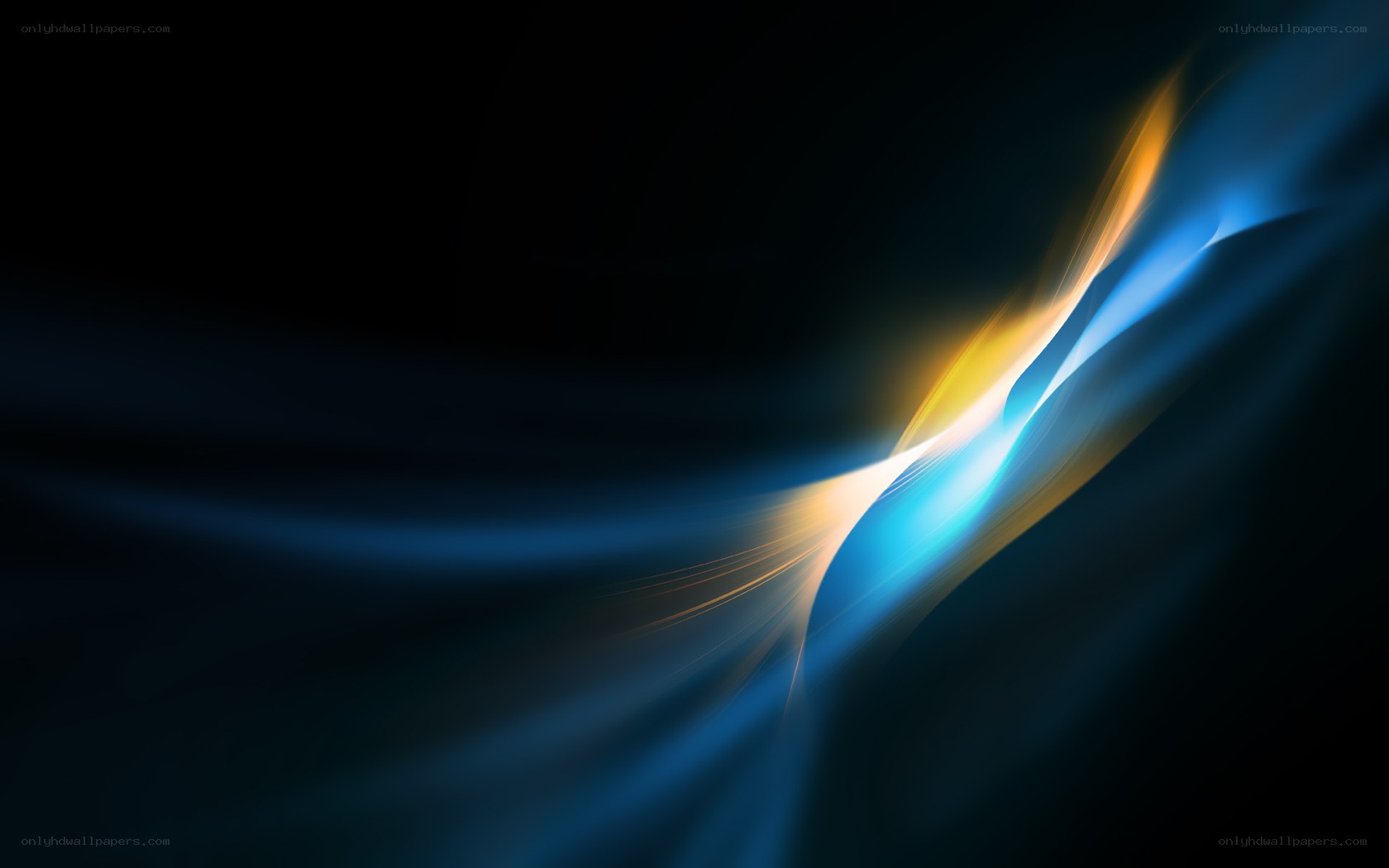 Abstract blue and gold light streaks
