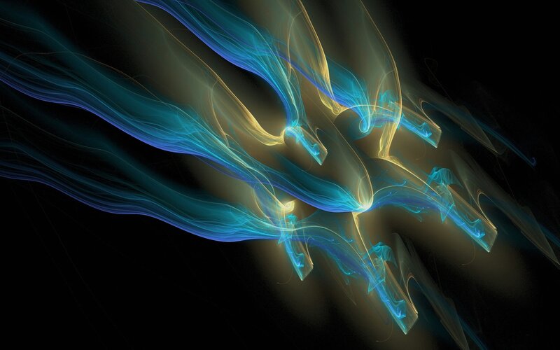 Abstract blue and gold light waves