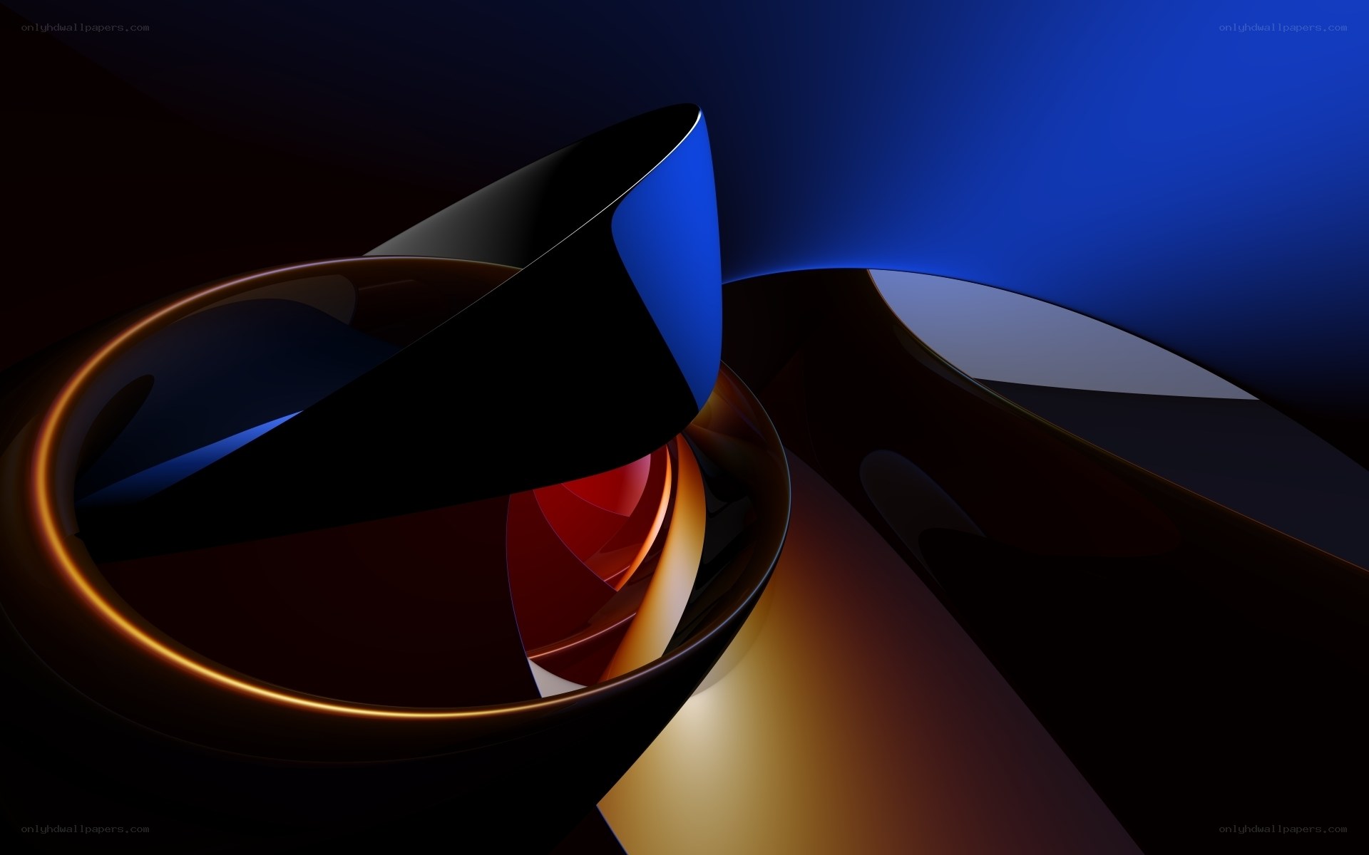 Abstract blue and gold shapes