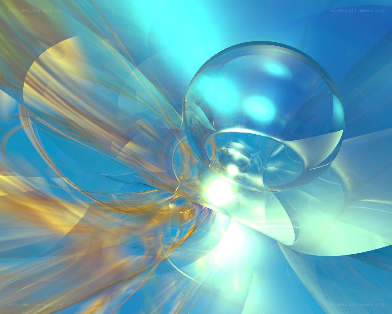 Abstract blue and gold sphere