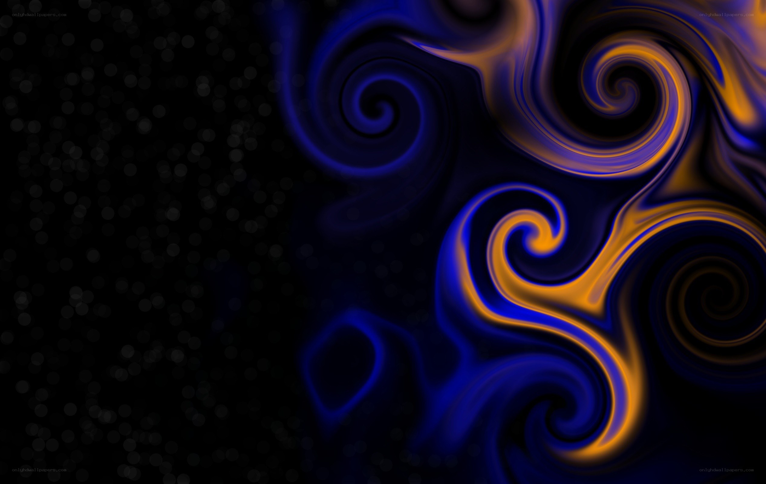 Abstract blue and gold swirls