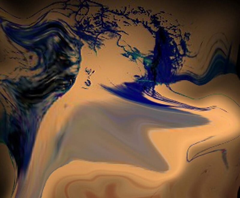 abstract blue and gold swirls