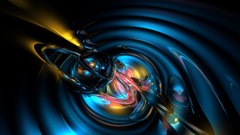 Abstract Blue and Gold Swirls — Dramatic