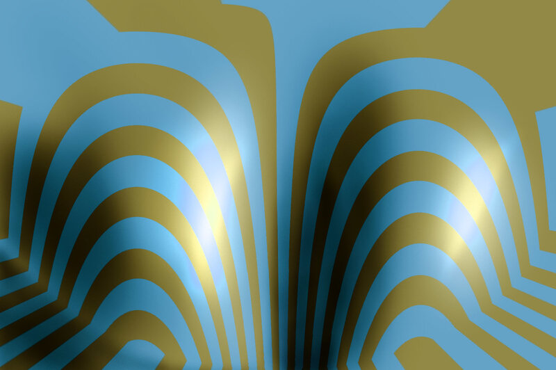 Abstract blue and gold wave pattern