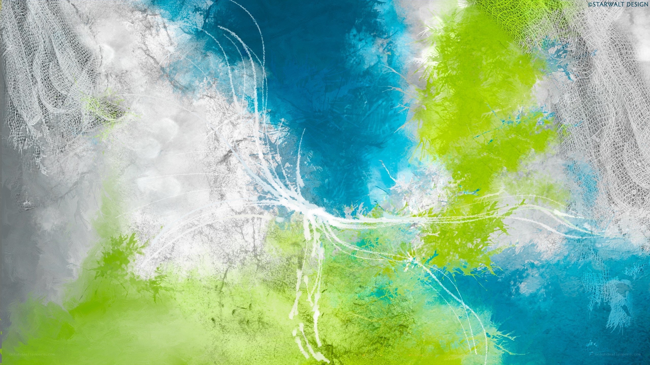 Abstract blue and green artwork