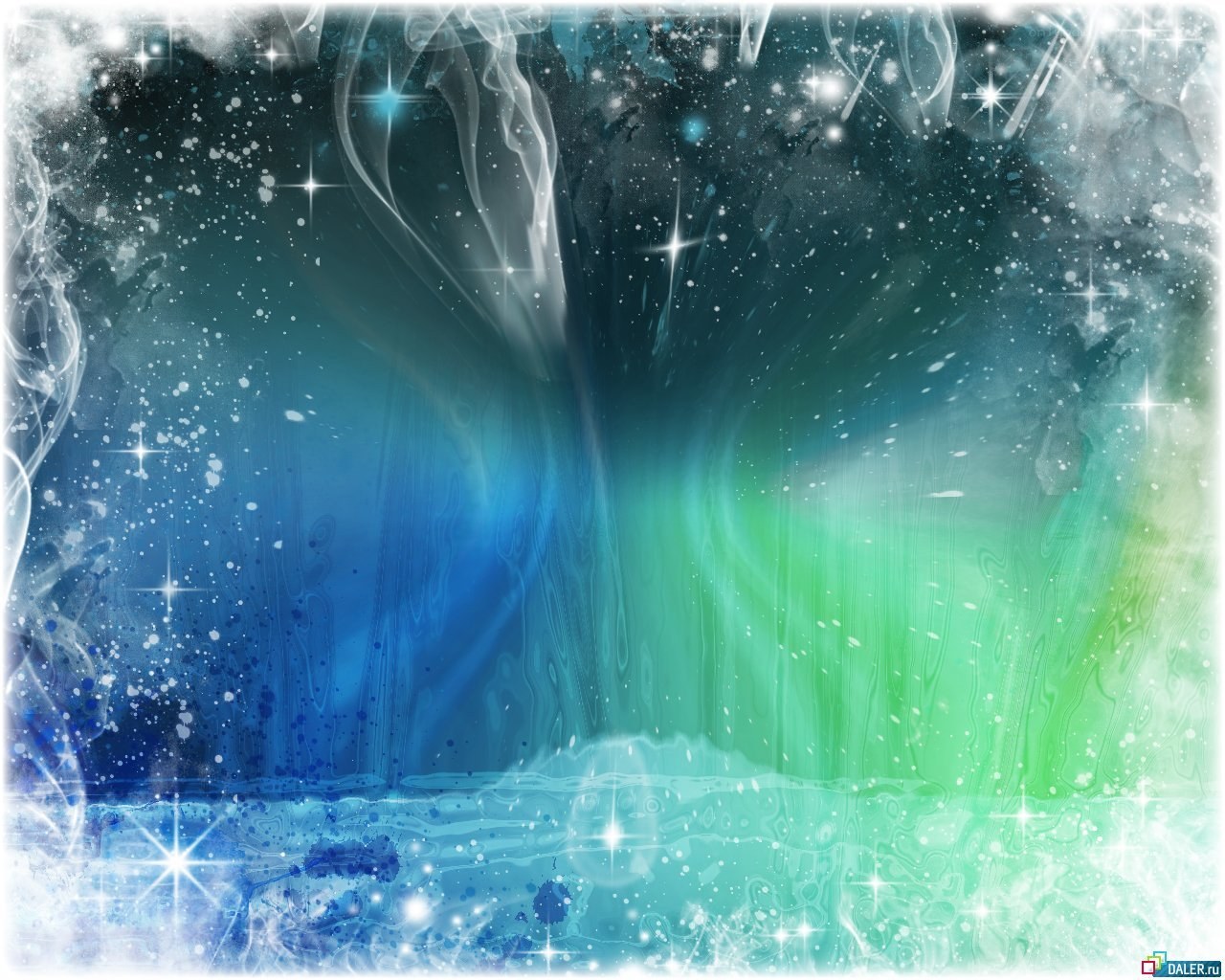 Abstract blue and green aurora