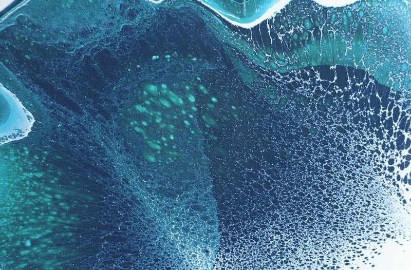 Abstract blue and green fluid art
