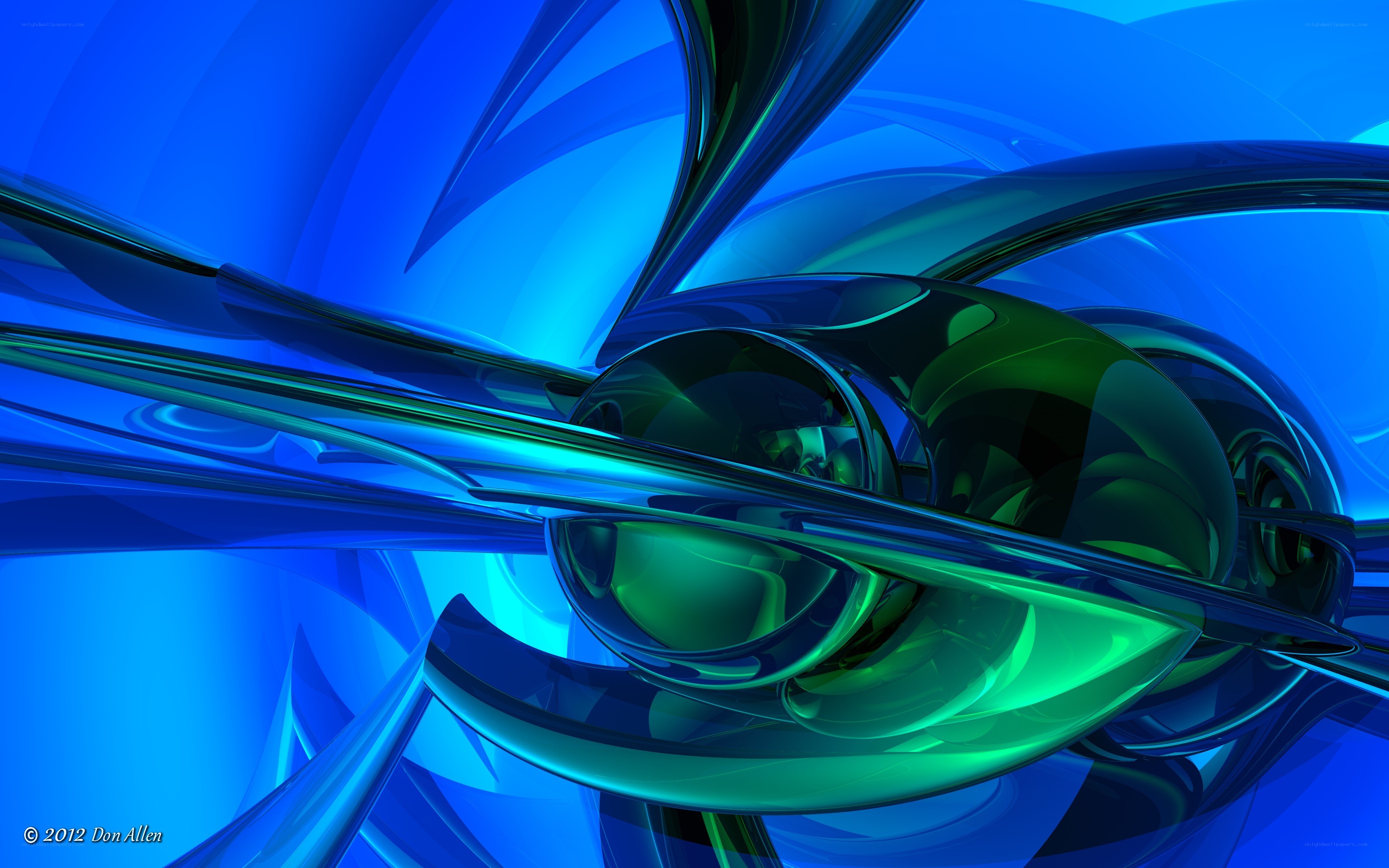 Abstract blue and green fluid shapes