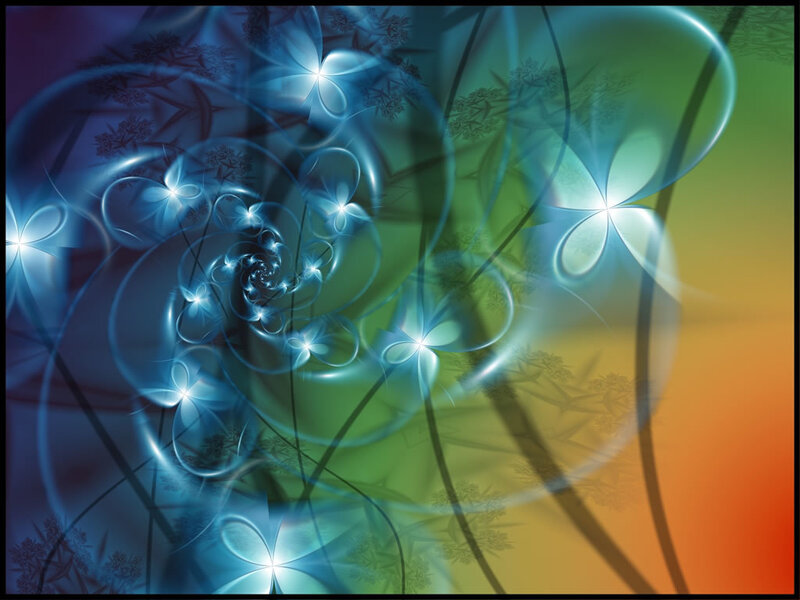 Abstract blue and green fractal spiral
