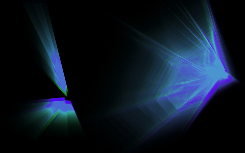 Abstract blue and green light beams