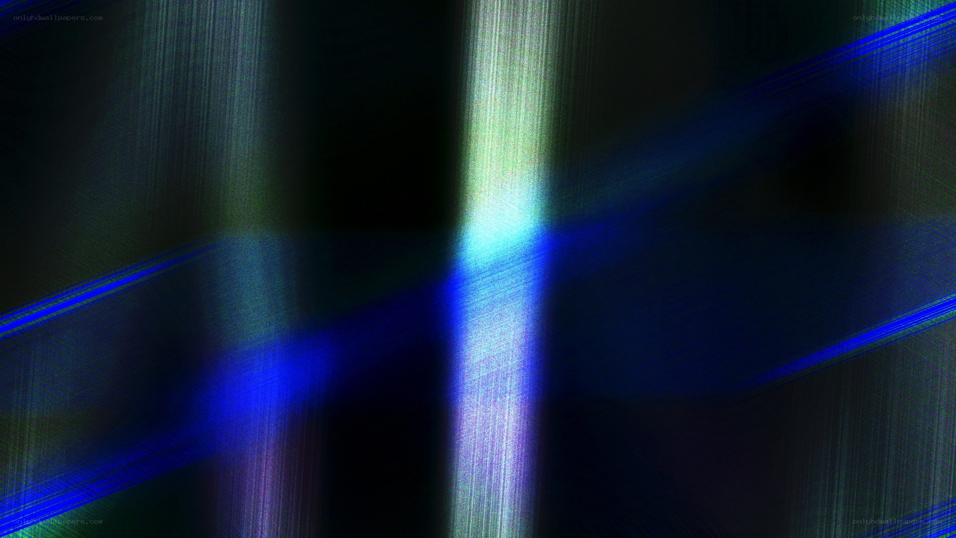 Abstract blue and green light streaks