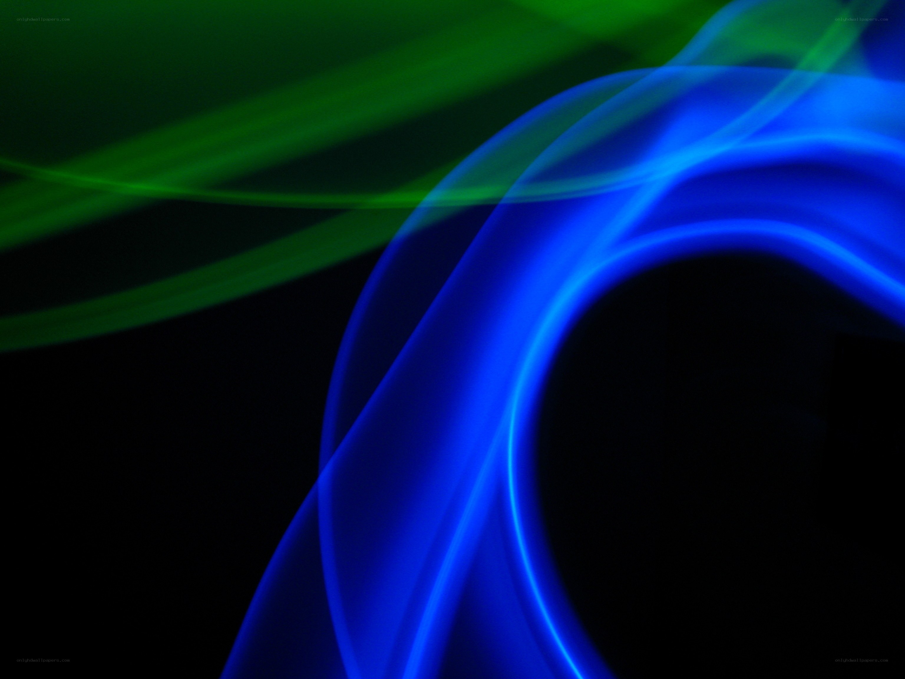Abstract blue and green light trails