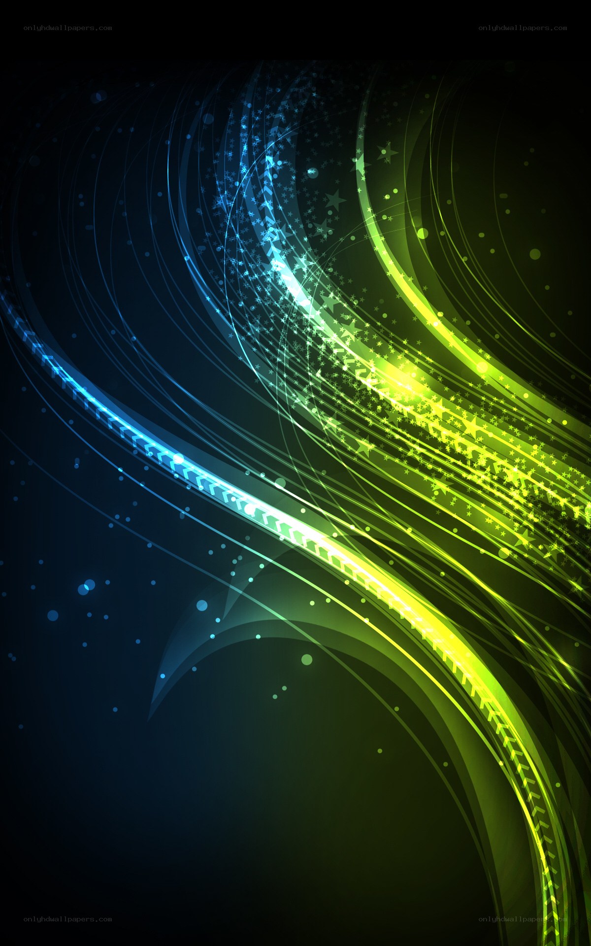 Abstract blue and green light waves