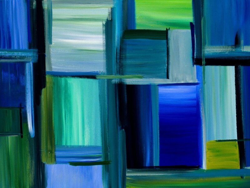 Abstract blue and green painting