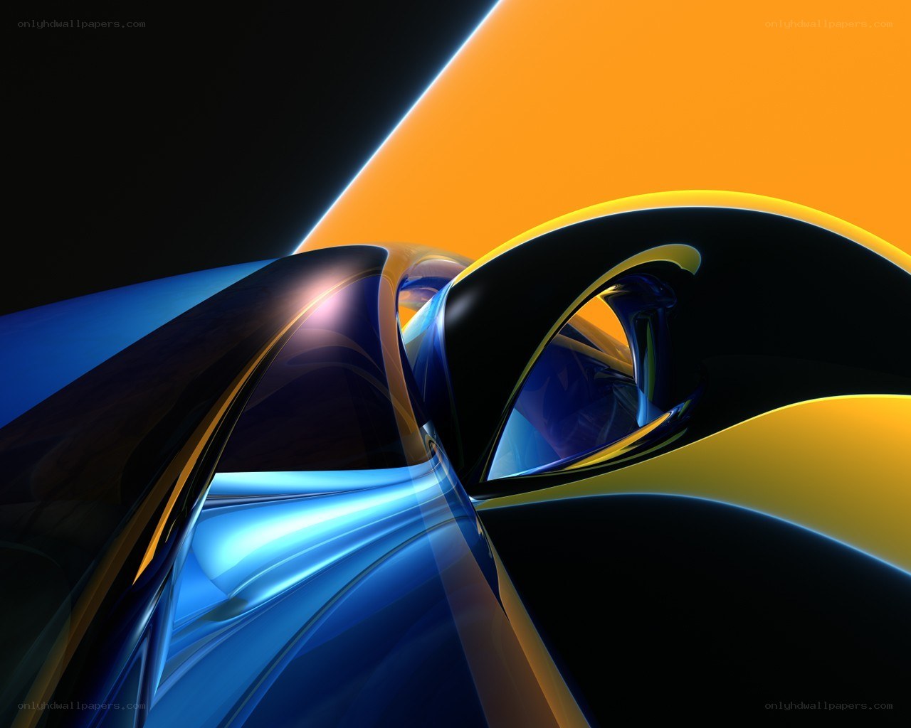 Abstract blue and orange curves
