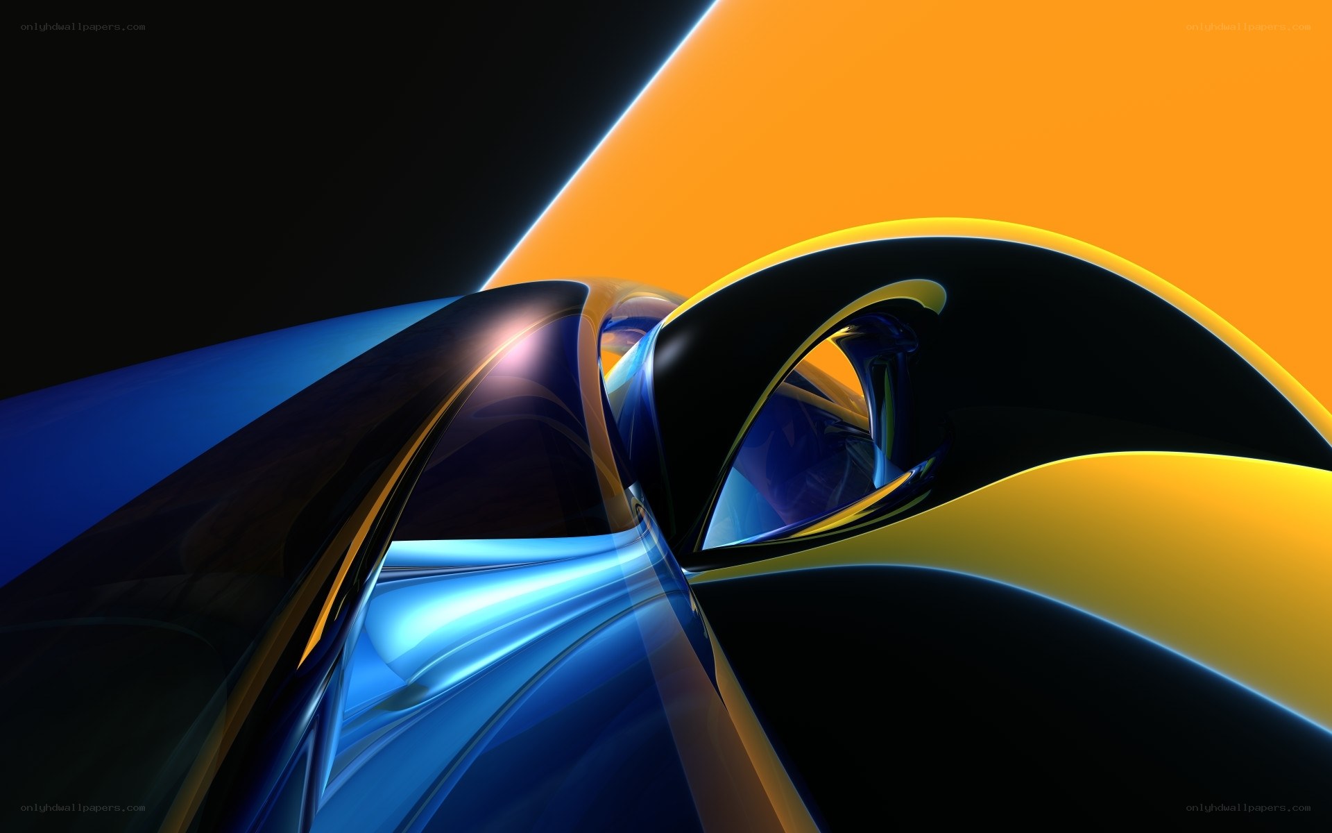 Abstract blue and orange curves