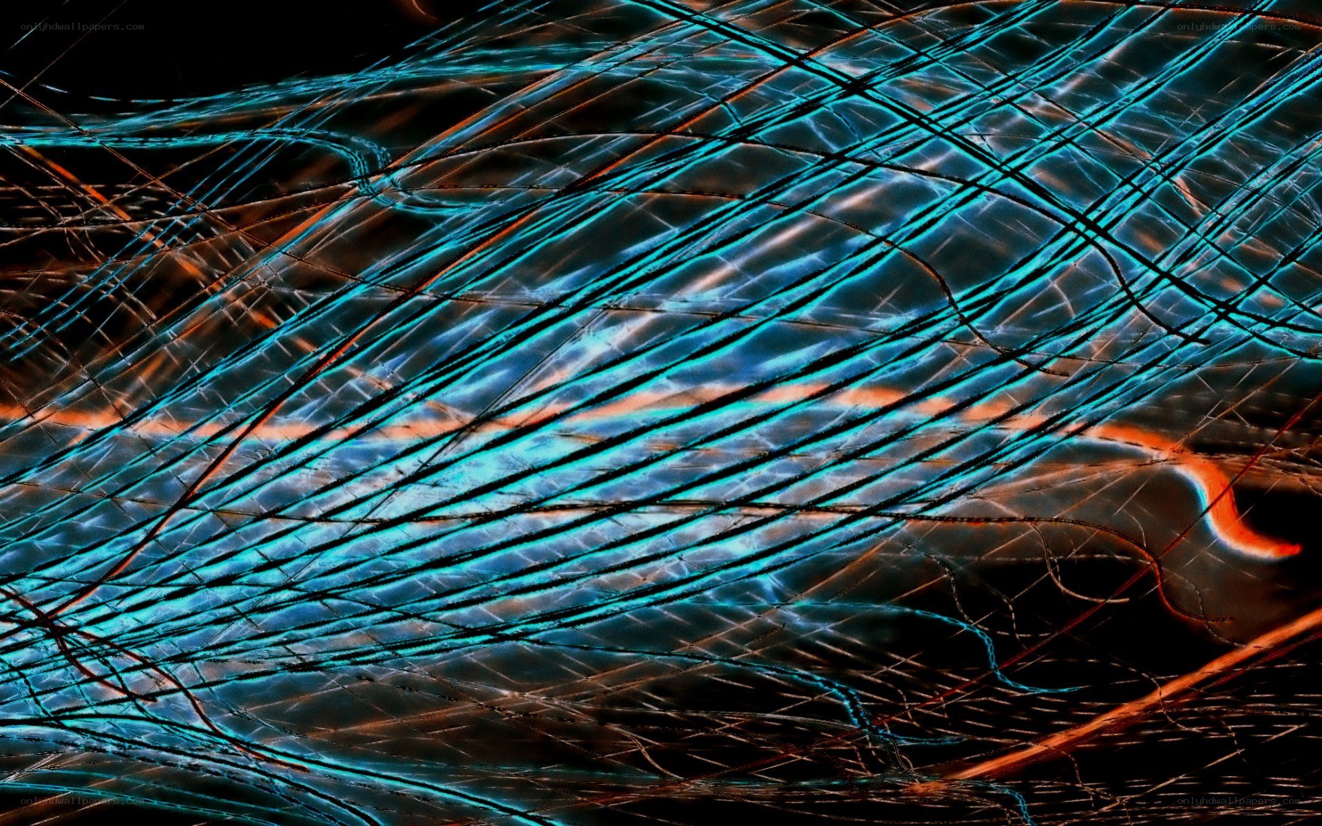 abstract blue and orange light lines